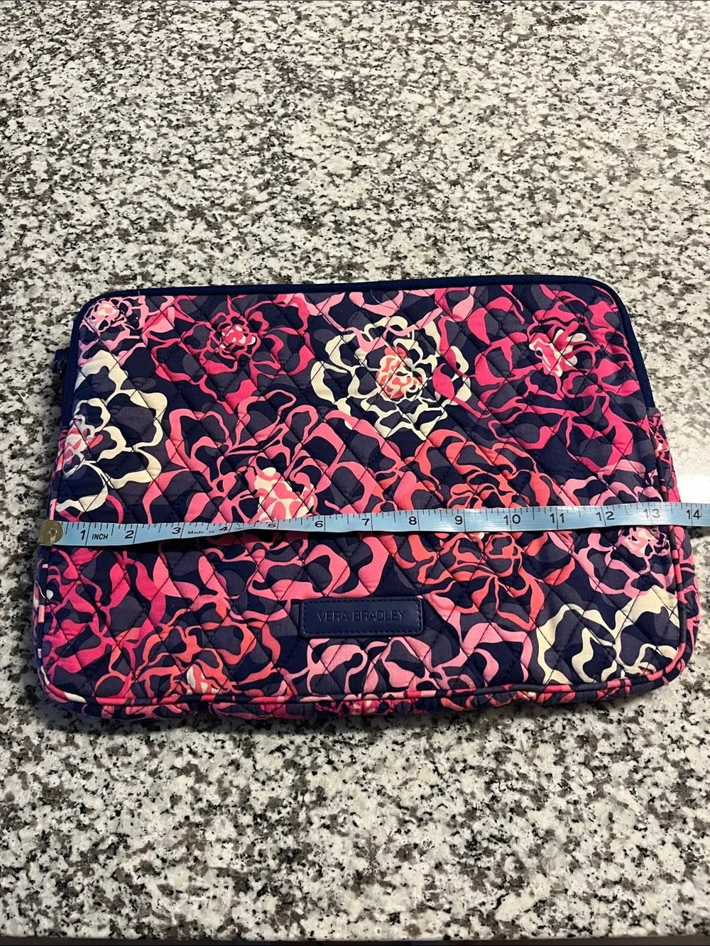 Vera Bradley Navy, Pink & Cream Quilted Floral Laptop/Tech Sleeve
